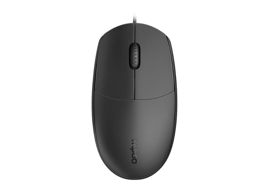 RAPOO N100 Wired USB Optical 1000DPI Mouse Black - No Driver Required/ Designed