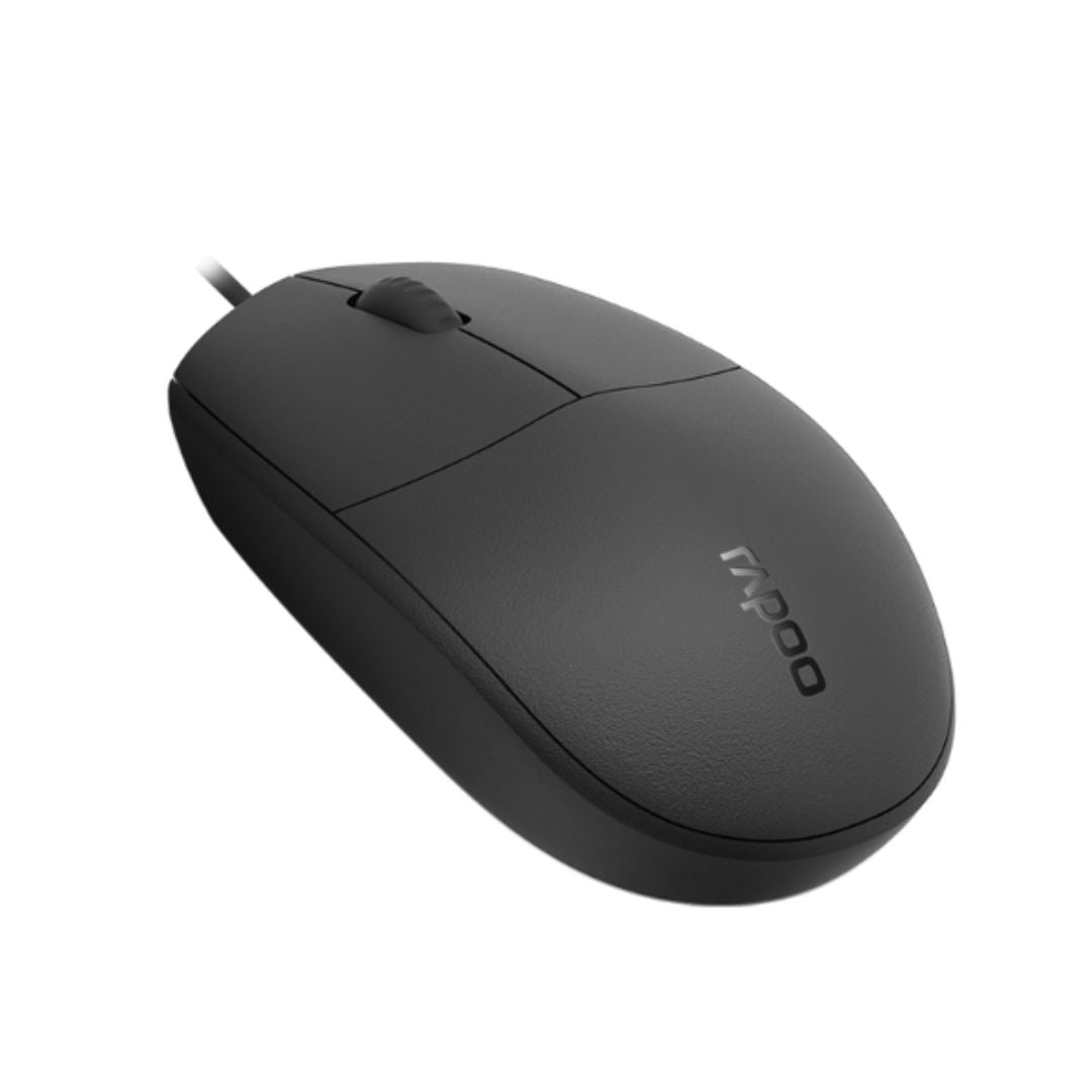 RAPOO N100 Wired USB Optical 1000DPI Mouse Black - No Driver Required/ Designed