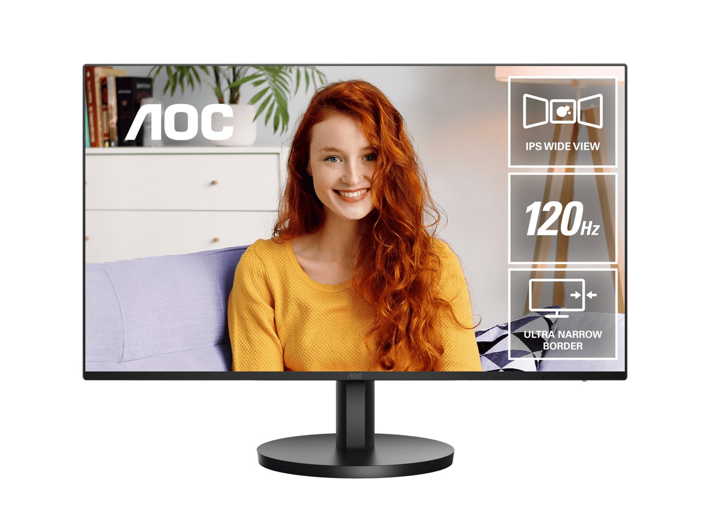 AOC 27' IPS, 1920 × 1080FHD, 120HZ, 1ms, HDMI x1 1.4, USB-C (DP Alt Mode/65W) x