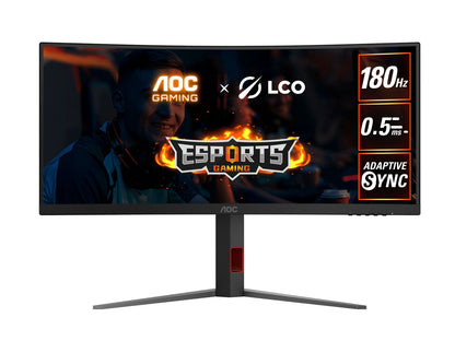 AOC 34' WQHD VA,1500R,180Hz,1ms,Adaptive Sync,HDR10,Shadown Control,Dark Boost,F