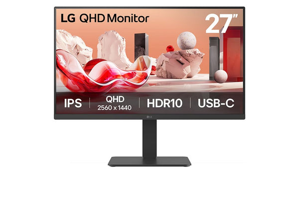 LG 27BA65QB 27" QHD IPS Business Monitor — 100Hz, HDR10, USB-C PD 65W, KVM, Daisy Chain, RJ45, VESA