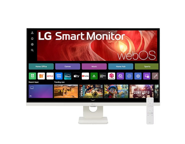 LG 31.5' 4K UHD Smart Monitor with webOS, USB-C PD 65W, AirPlay 2, Screen Share, Bluetooth, Magic Remote support, and tilt adjustable stand
