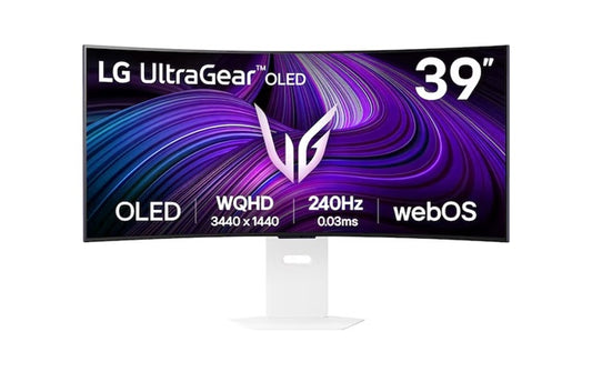 LG 39' UltraGear  OLED 240Hz WQHD Curved Smart Gaming Monitor, 3440×1440, 0.03ms, 800R, DCI-P3 98.5%, HDR10, G-SYNC, FreeSync Premium, USB-C, 65W