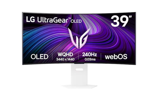 LG 39' UltraGear  OLED 240Hz WQHD Curved Smart Gaming Monitor, 3440×1440, 0.03ms, 800R, DCI-P3 98.5%, HDR10, G-SYNC, FreeSync Premium, USB-C, 65W