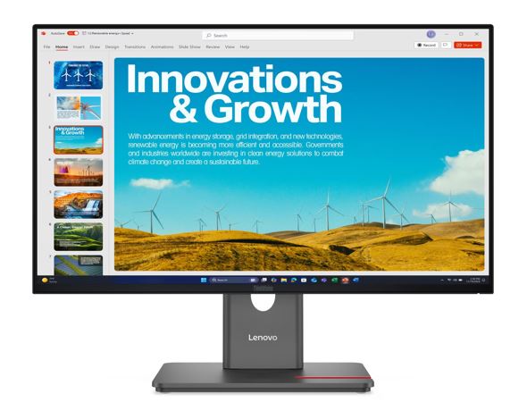 LENOVO ThinkVision P24qd-40 23.8'/24' QHD IPS Monitor 2K 2560x1440 16:9 Height Adjustable Tilt Swivel Pivot HDMI USB-C DP1.4 4xUSB3.2 Hub LAN 3yr