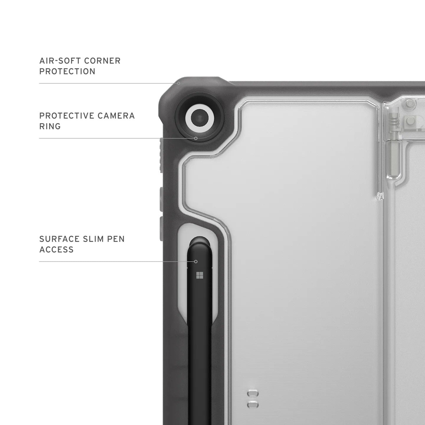 UAG Plyo Microsoft Surface Pro 12 Rugged Case -Ice/Ash (324021114331), Pen holder , Impact Resistant Soft Core, Built-in Kickstand