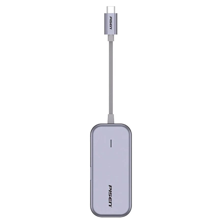 Pisen 6-in-1 Multi-Port USB-C Multifunctional Docking Station - Grey, 3x USB-A 3.0, 1x VGA, 1x HDMI, 1x RJ-45, Connect Laptop to Multiple Devices