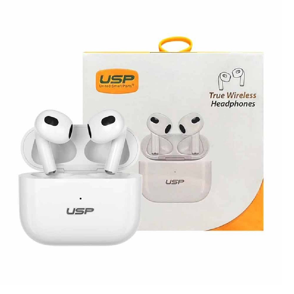 USP True Wireless Earphones/Headphones White BT231, Long Battery Life, Smart Tou