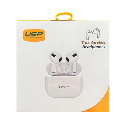 USP True Wireless Earphones/Headphones White BT231, Long Battery Life, Smart Tou