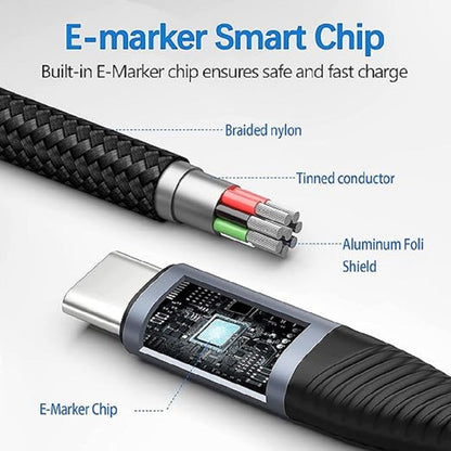 Pisen Braided USB-C to USB-C (3.2 Gen2) Charge & Video (8K@60Hz) Cable (1M) Blac