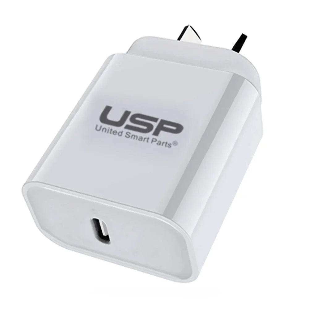 USP 20W USB-C PD Fast Wall Charger White - Extremely Compact Plug Makes It Ideal