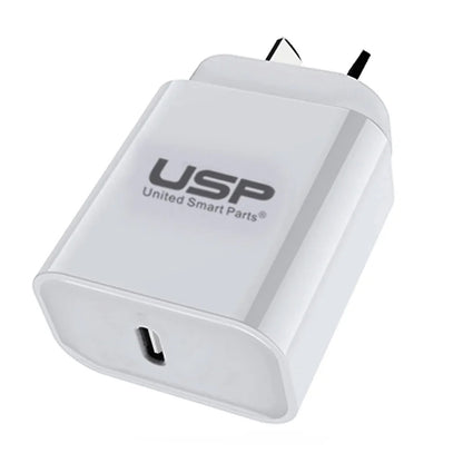 USP 20W USB-C PD Fast Wall Charger White - Extremely Compact Plug Makes It Ideal