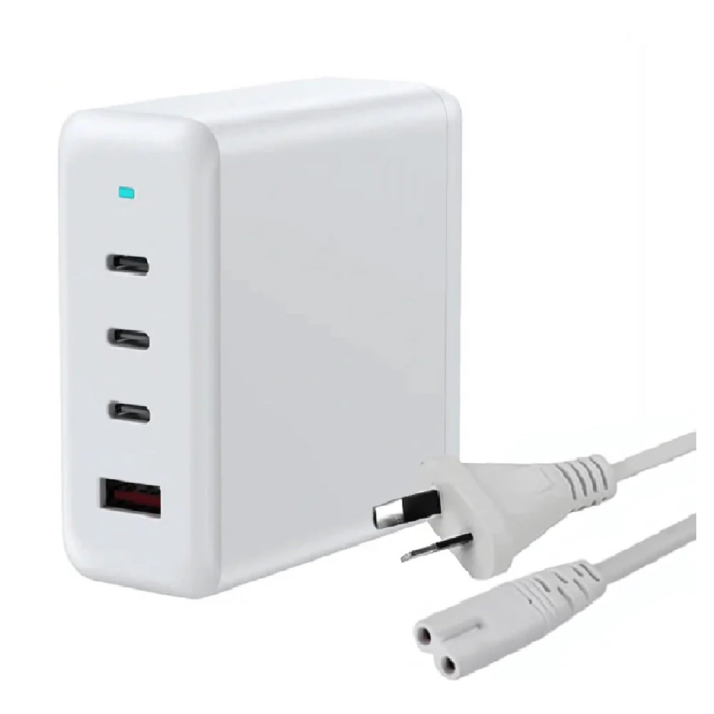 USP 100W Four Ports USB-C PD GaN Wall Charger White - 3x USB-C, 1x USB-A, Efficient, High Quality, Tablet, Laptop, iPhone, 5 Years Warranty