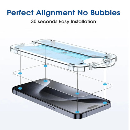 USP Apple iPhone 16 / iPhone 15 (6.1') Tempered Glass Screen Protector : Full Coverage, Easy Align Dust-free Tray, 9H Hardness, Bubble-Free