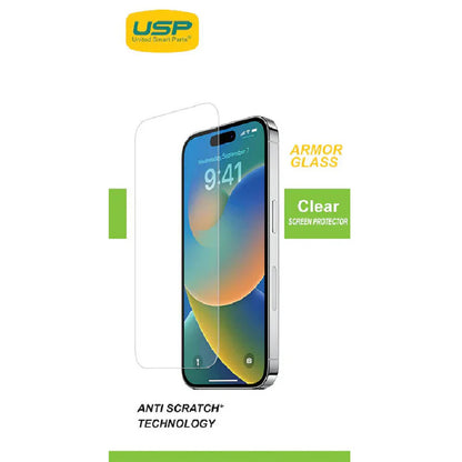 USP Apple iPhone 17 Pro / iPhone 17 / iPhone 16 Pro (6.3') Armor Glass Full Cover Tempered Glass Screen Protector - 5X Anti Scratch Technology