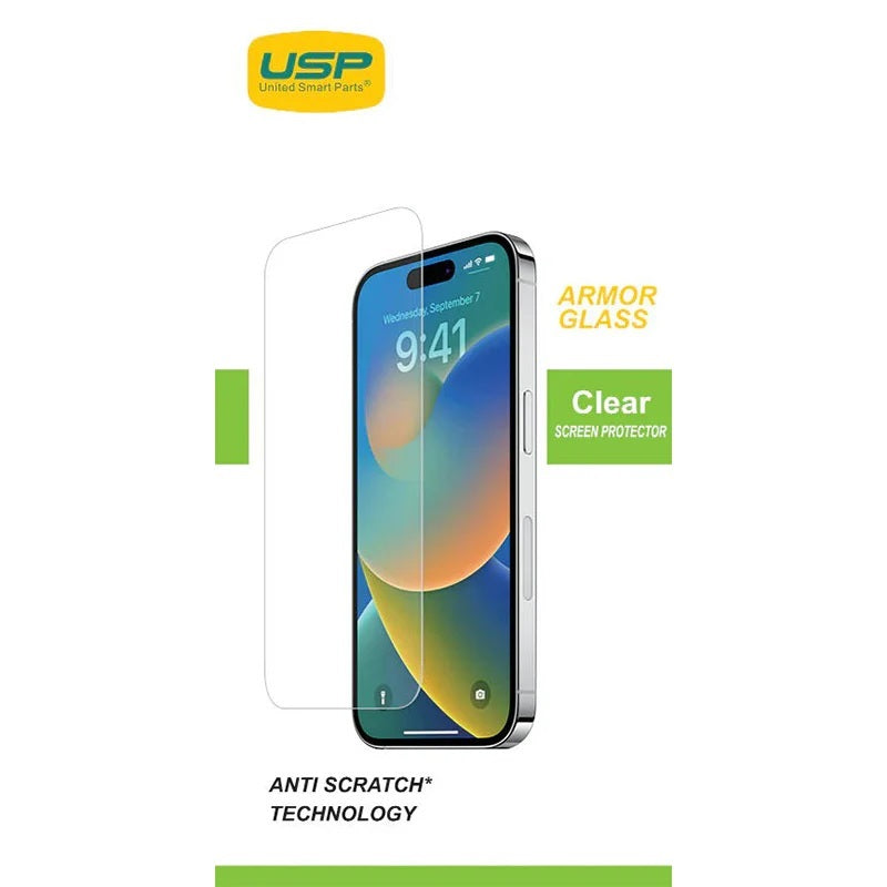 USP Apple iPhone 17e /  iPhone 16e / iPhone 14 / iPhone 13 Pro / iPhone 13 (6.1') Armor Glass Screen Protector - 9H Hardness, 5 Years Warranty