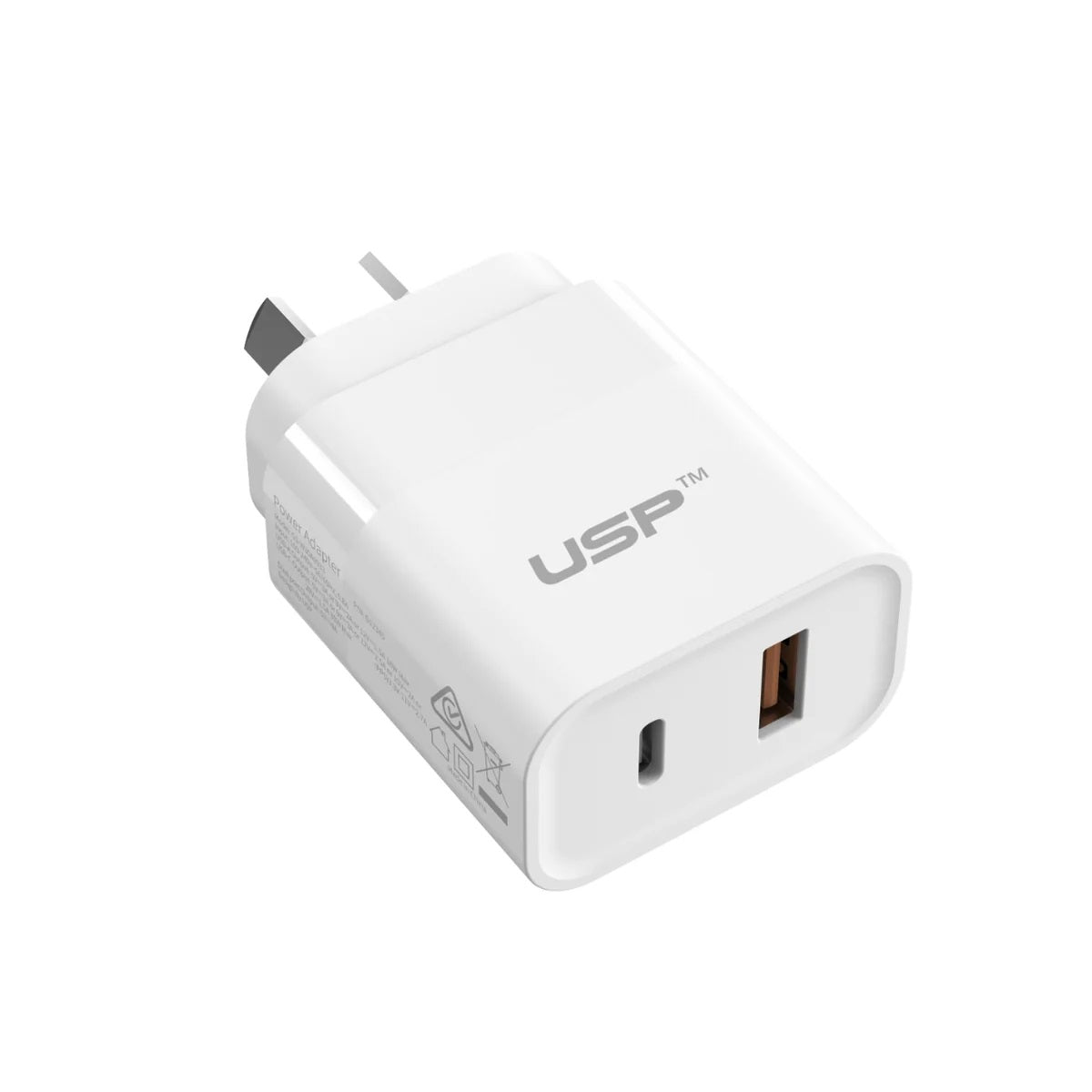 USP 30W Dual Ports (USB-C PD + USB-A QC3.0) Fast Wall Charger - Safe Charge,Comp