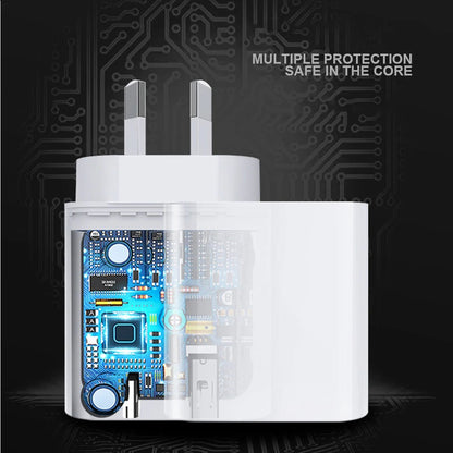 USP 30W Dual Ports (USB-C PD + USB-A QC3.0) Fast Wall Charger - Safe Charge,Comp