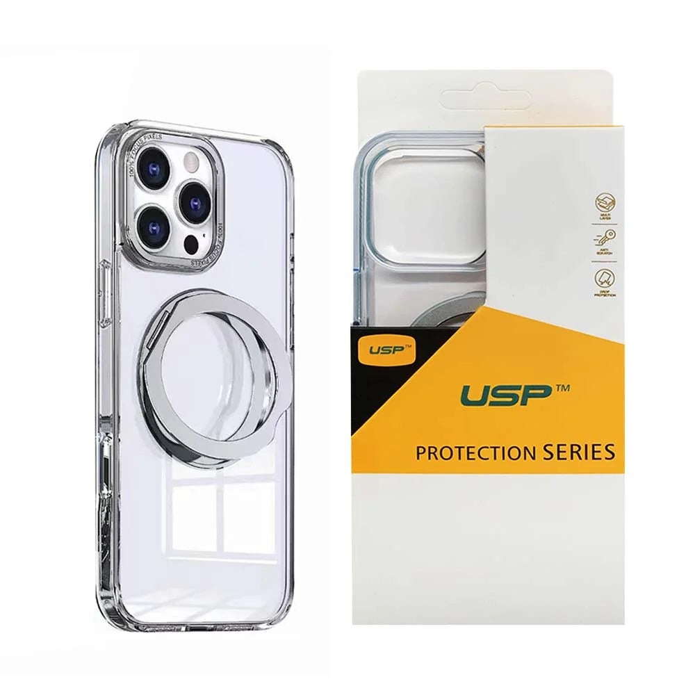 USP Apple iPhone 17 Pro (6.3') Clear Case with MagSafe - 360° Rotatable Ring-Stand,Scratch Resistant,Shockproof,5 Years Warranty
