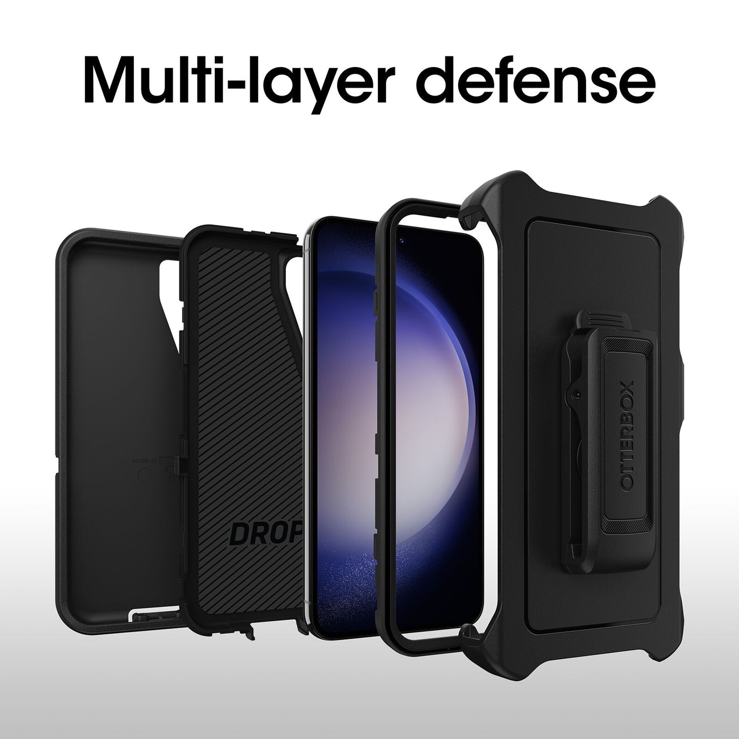 OtterBox Defender Samsung Galaxy S23 5G (6.1') Case Black - (77-91036), DROP+ 4X Military Standard, Included Holster, Rugged, 7 Years Warranty