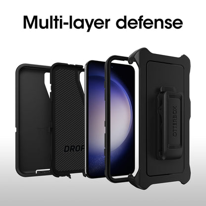 OtterBox Defender Samsung Galaxy S23 5G (6.1') Case Black - (77-91036), DROP+ 4X Military Standard, Included Holster, Rugged, 7 Years Warranty