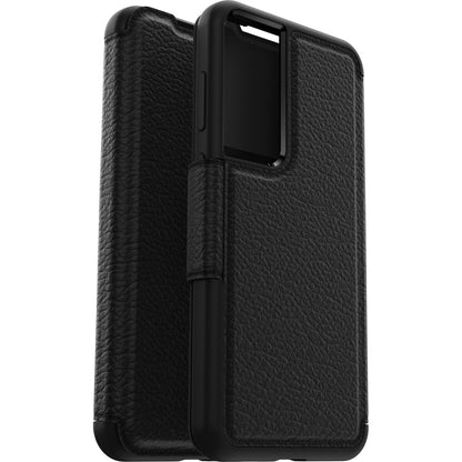 OtterBox Strada Samsung Galaxy S23+ 5G (6.6') Case Black - (77-91177), DROP+ 3X Military Standard, Leather Folio Cover, Card Holder, 7 Years Warranty