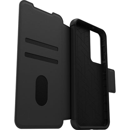 OtterBox Strada Samsung Galaxy S23+ 5G (6.6') Case Black - (77-91177), DROP+ 3X Military Standard, Leather Folio Cover, Card Holder, 7 Years Warranty