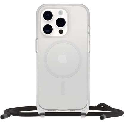 OtterBox React Necklace MagSafe Apple iPhone 15 Pro (6.1') Case Clear - (77-93573), DROP+ Military Standard,Detachable Nylon Rope,7 Years Warranty
