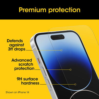 OtterBox Premium Pro Glass Antimicrobial Anti-Blue Light Apple iPhone 15 Pro (6.1') Screen Protector Clear - No Retail Packaging, 2 Years Warranty