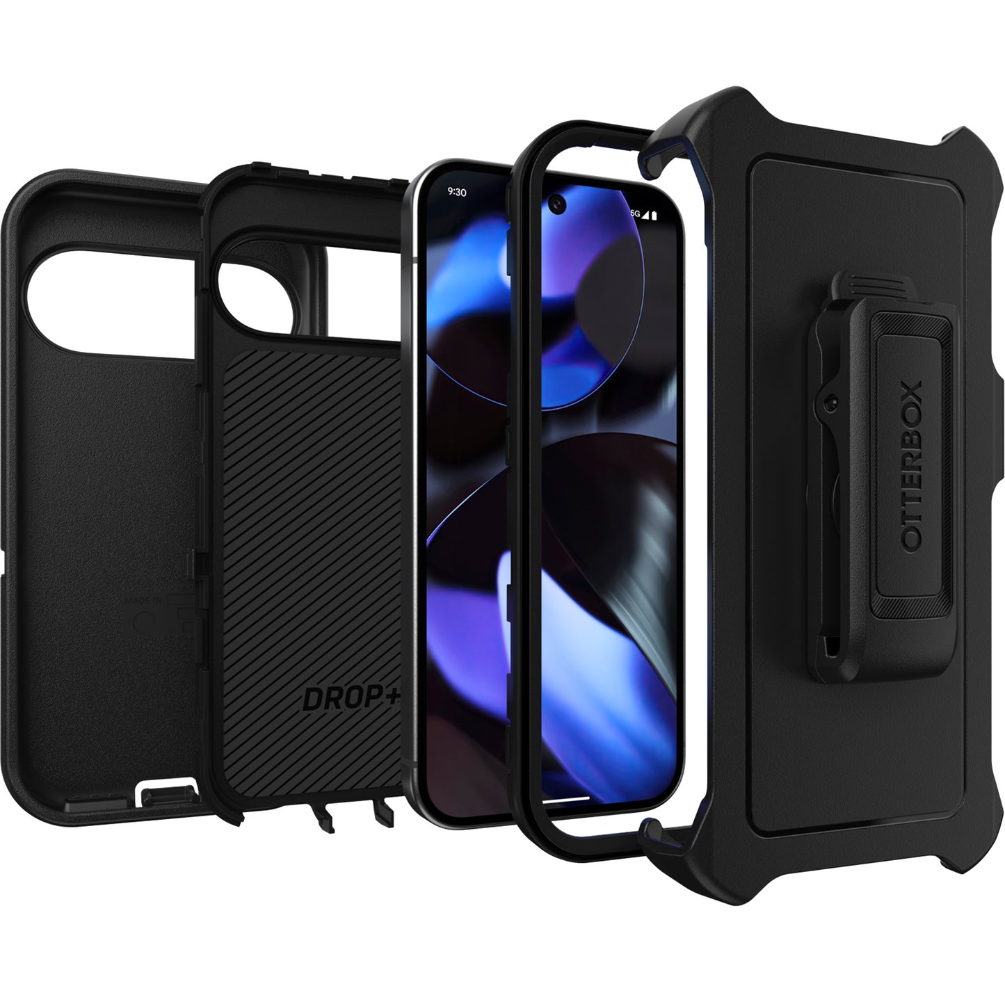 OtterBox Defender Google Pixel 9/Pixel 9 Pro (6.3') Case Black - (77-95590), DROP+ 5X Military Standard, Multi-Layer, Raised Edges, 7 Years Warranty