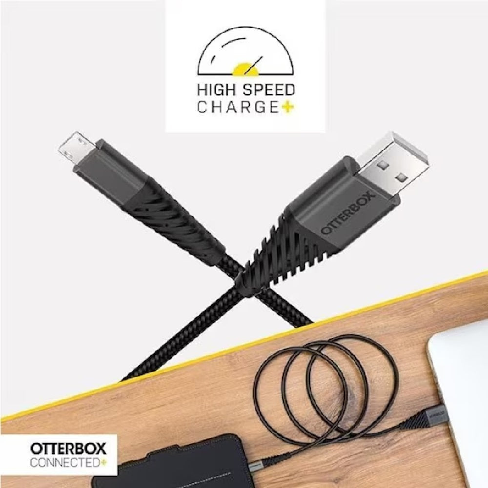 OtterBox USB-C to USB-A Cable (1M) - Black (78-51411), Samsung Galaxy,Apple iPhone,iPad,MacBook,Google,OPPO,Nokia, 2 Years Warranty