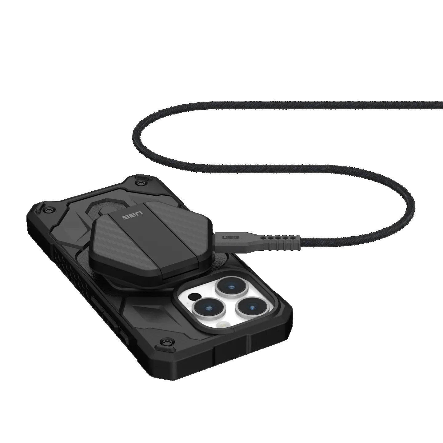 UAG Wireless Charging Pad with Stand - Black/Carbon Fiber (9B4410114042),Up to 1