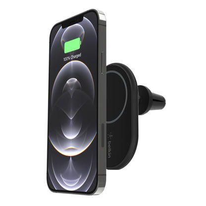 Belkin BoostCharge Magnetic Wireless Car Charger + 20W PSU + USB-C Cable (1.2M) - Black (WIC004btBK), 10W, Apple iPhone, 2 Years Warranty