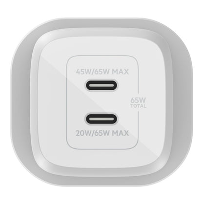 Belkin BoostCharge Pro Dual USB-C GaN Wall/Laptop Charger with PPS 65W - White(W