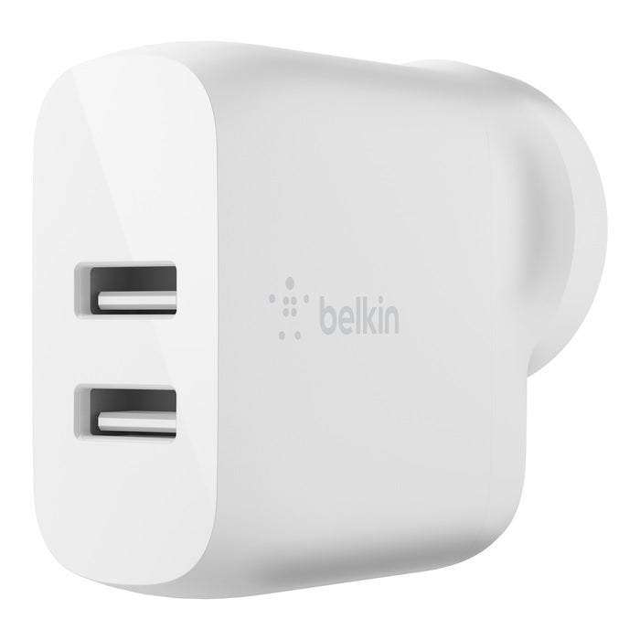 Belkin BoostCharge Dual USB-A Wall Charger 24W - White (WCB002auWH), 2xUSB-A (12