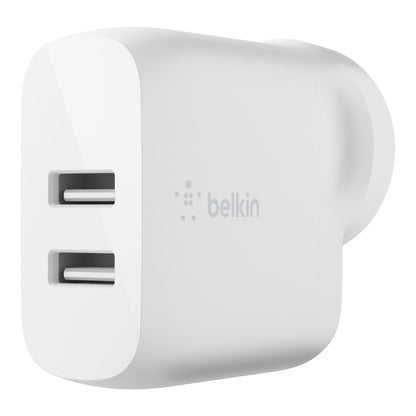 Belkin BoostCharge Dual USB-A Wall Charger 24W - White (WCB002auWH), 2xUSB-A (12