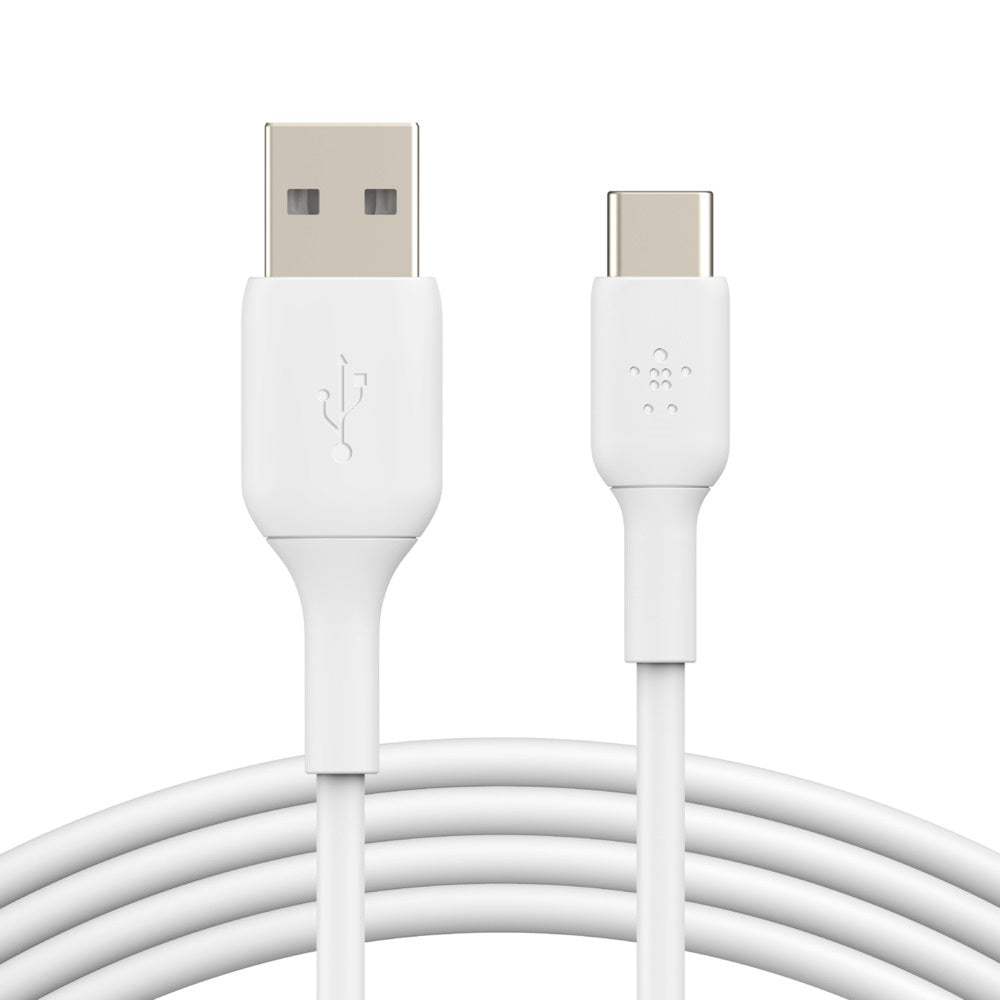 Belkin BoostCharge USB-C to USB-A Cable (2M) - White (CAB001bt2MWH), 3A/15W, 480Mbps, 25K+ Bend, Samsung Galaxy, USB-IF Certified, 2 Years Warranty