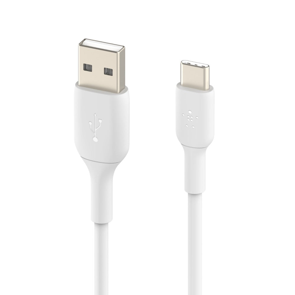 Belkin BoostCharge USB-C to USB-A Cable (2M) - White (CAB001bt2MWH), 3A/15W, 480Mbps, 25K+ Bend, Samsung Galaxy, USB-IF Certified, 2 Years Warranty
