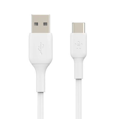 Belkin BoostCharge USB-C to USB-A Cable (2M) - White (CAB001bt2MWH), 3A/15W, 480Mbps, 25K+ Bend, Samsung Galaxy, USB-IF Certified, 2 Years Warranty