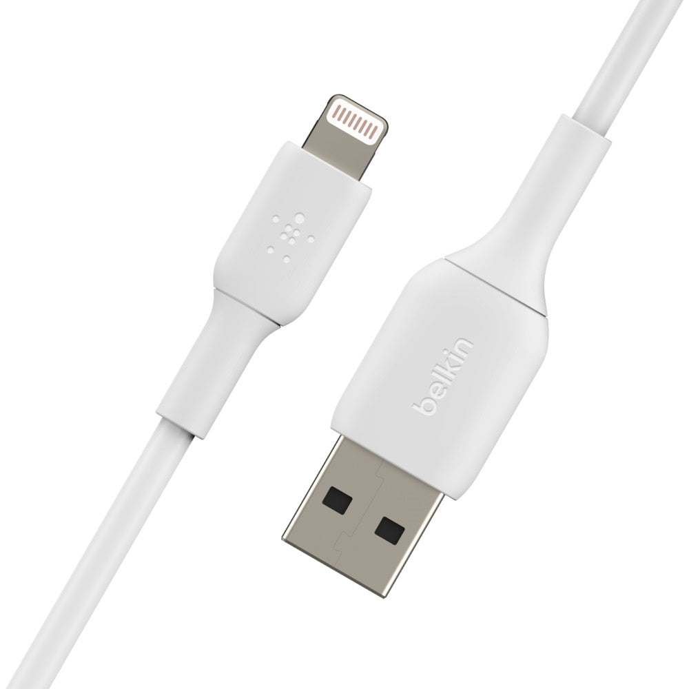 Belkin BoostCharge Lightning to USB-A Cable (1M) - White(CAA001bt1MWH), 2.4A/12W, 480Mbps, 25K+ Bend, Apple iPhone, MFI-Certified, 2 Years Warranty