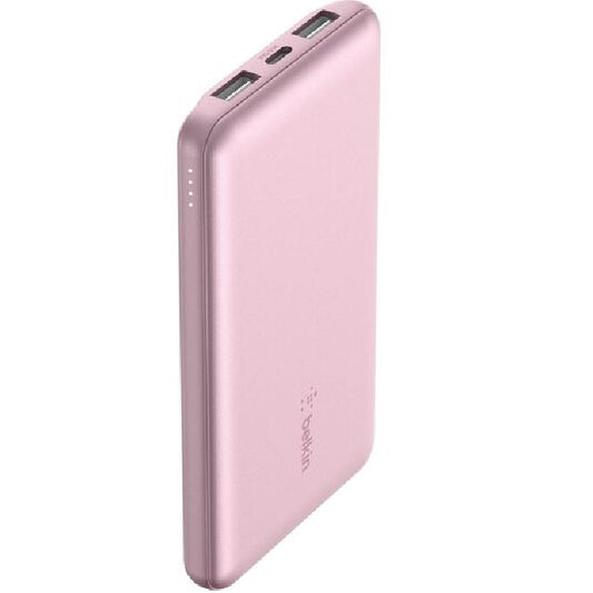 Belkin BoostCharge 10k mAh Power Bank (Triple-Port) + USB-C to USB-A Cable - Pink (BPB011btPK),2x USB-A(12W),1x USB-C(15W), $2500 CEW,2 Years Warranty