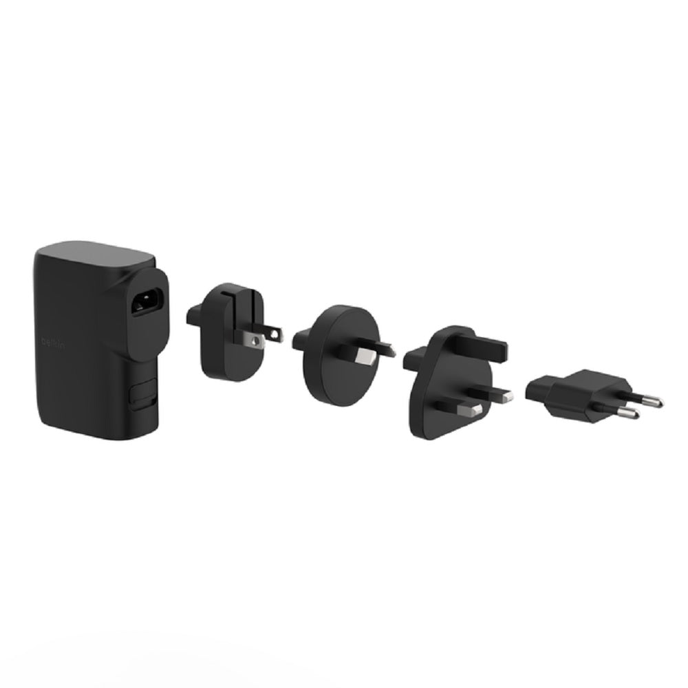 Belkin BoostCharge Hybrid Dual Port Wall Charger 25W + Power Bank 5K + Travel Ad