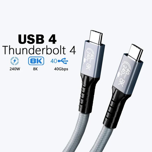 USP BoostUp Hyperlink USB4 USB-C to USB-C Cable (1.8M) Black -USB4 - 40Gbps,240W,8K (60Hz)/4K (144Hz), Fast Charge, Tablet, Phone, 5 Years Warranty