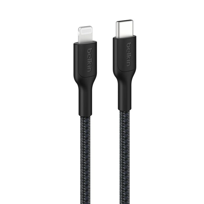 Belkin BoostCharge Pro Braided Lightning to USB-C Cable (1M) - Black (CAA022FQ1MBK),3A/15W, 480Mbps,350K+ Bends, MFI-Certified, 2 Years Warranty