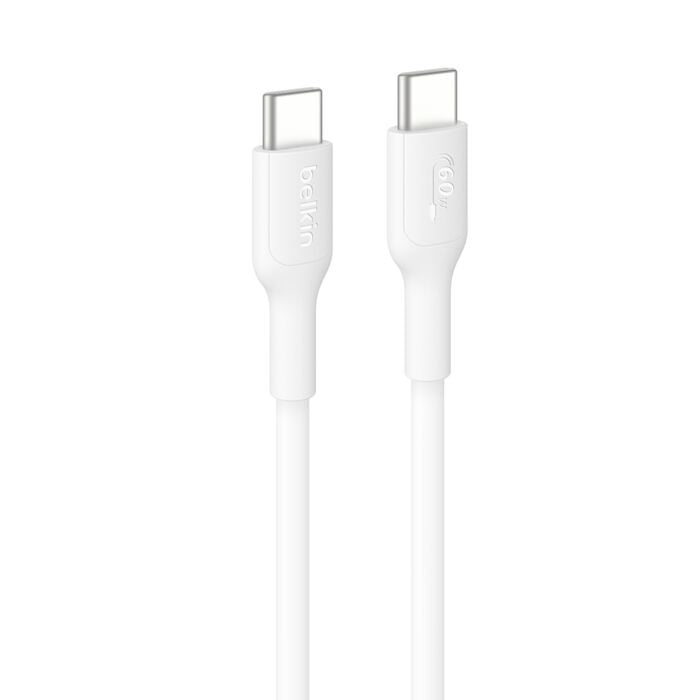 Belkin BoostCharge USB-C to USB-C Cable (2M) - White (CAB004bt1MBK), 3A/60W, 480Mbps, 30K+ Bends, Apple, Samsung, USB-IF Certified, 2 Years Warranty