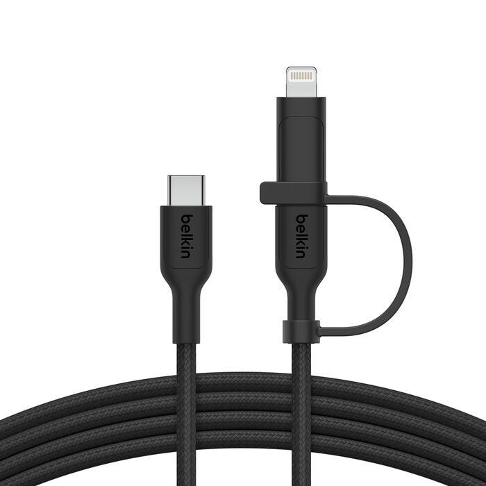 Belkin BoostCharge Pro 2-in-1 USB-C to USB-C/ Lightning (1.5M) - Black (CAC003fq1.5MBK), 60W, 480Mbps, 30K+ Bends, Intertek-Certified,2 Years Warranty