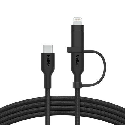 Belkin BoostCharge Pro 2-in-1 USB-C to USB-C/ Lightning (1.5M) - Black (CAC003fq1.5MBK), 60W, 480Mbps, 30K+ Bends, Intertek-Certified,2 Years Warranty