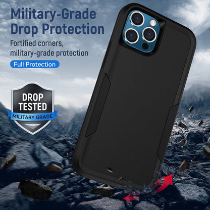 Phonix Apple iPhone 12 Pro Max Armor Light Case Black - Two Tough Layers, Port Covers, No Slip Grippy Edges, Durable, Rugged, Sleek, Pocket Fit