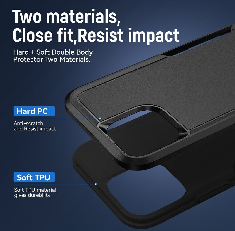 Phonix Apple iPhone 12 Pro Max Armor Light Case Black - Two Tough Layers, Port Covers, No Slip Grippy Edges, Durable, Rugged, Sleek, Pocket Fit