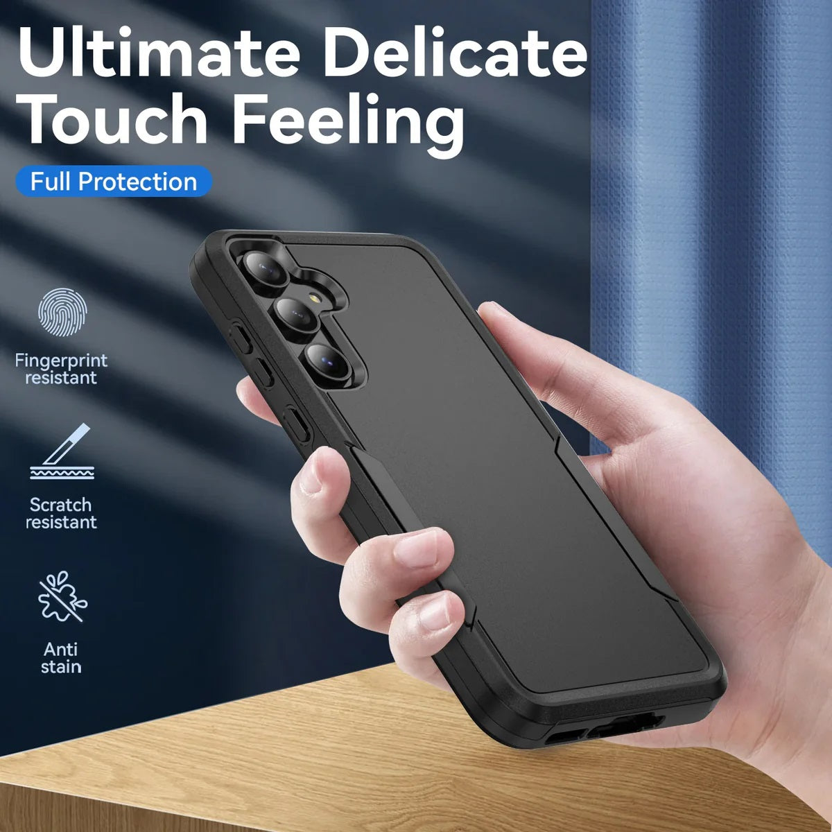 USP Rugged Samsung Galaxy S25 FE (6.7') Black Armor Light Case - No-Slip, Sleek, Ultimate Protection, Strong & Durable, DropProof, 3 Year Warranty
